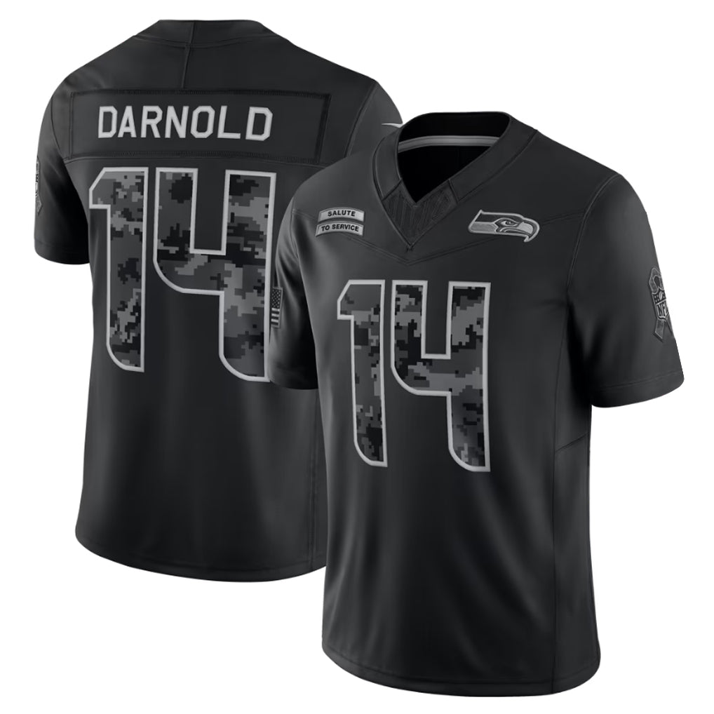 Fenge S.Seahawks #14 Sam Darnold Player Black Limited 2026 Salute to Service Home Game Stitched Jerseys