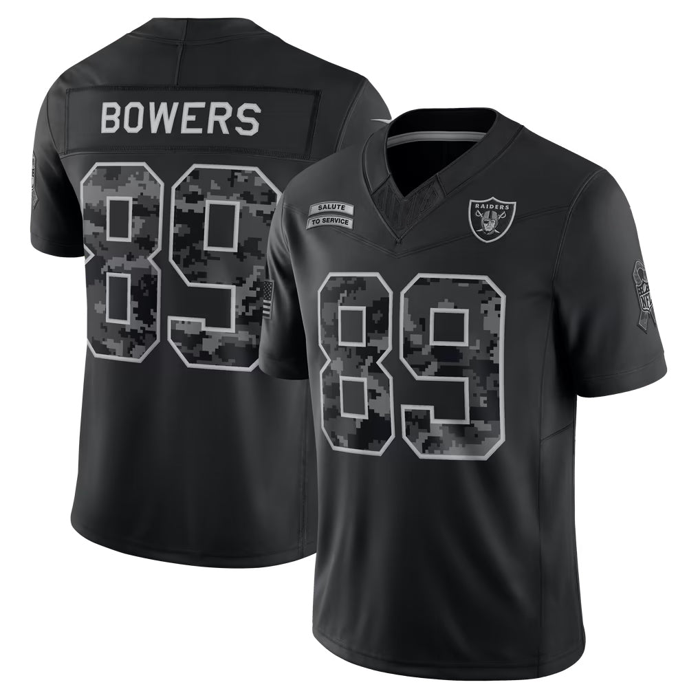 Fenge LV.Raiders #89 Brock Bowers Player Black Limited 2026 Salute to Service Home Game Stitched Jerseys