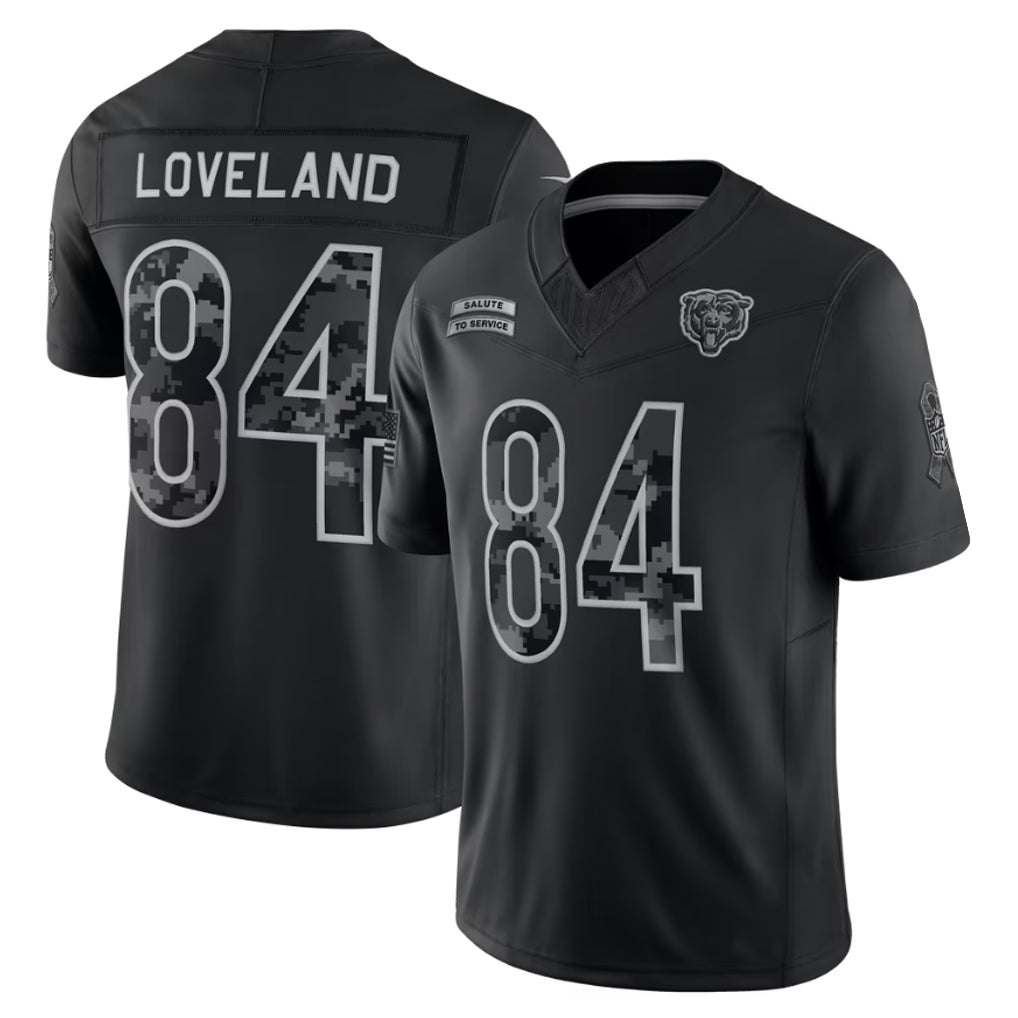 Fenge C.Bears #84 Colston Loveland Player Black Limited 2026 Salute to Service Home Game Stitched Jerseys