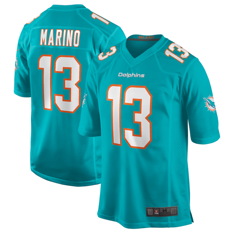 Fenge #13 Dan Marino M.Dolphins Aqua Game Retired Stitched Jerseys