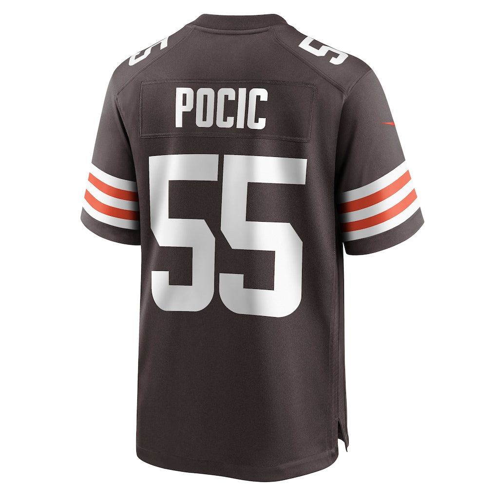 Fenge C.Browns #55 Ethan Pocic Brown Game Jersey