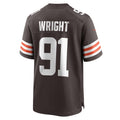 Fenge C.Browns #91 Alex Wright Brown Team Game Jersey
