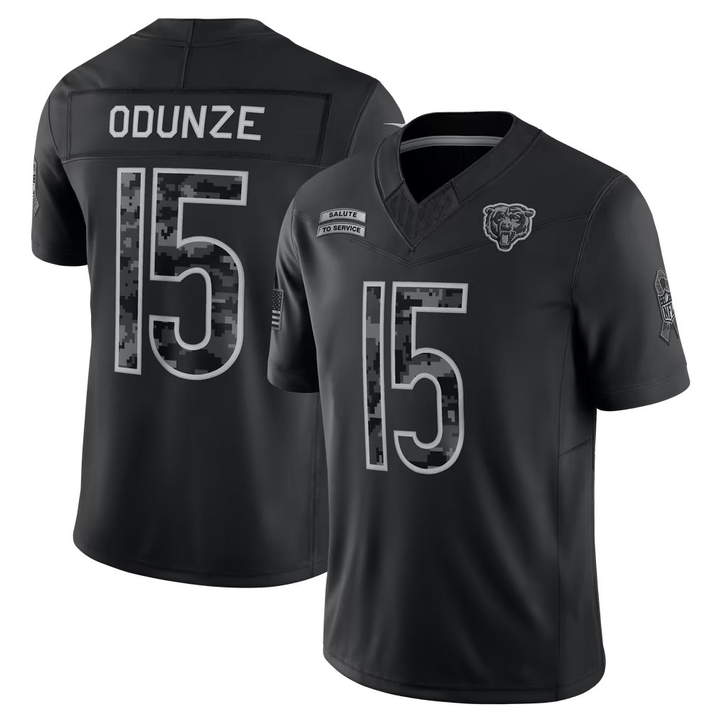 Fenge C.Bears #15 Rome Odunze Player Black Limited 2026 Salute to Service Home Game Stitched Jerseys