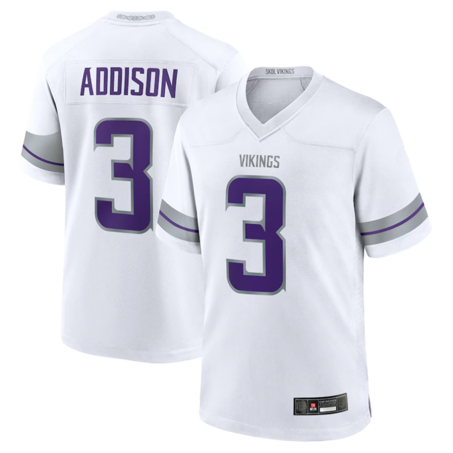 Fenge #3 Jordan Addison Player MN.Vikings White Alternate Game Stitched Jerseys