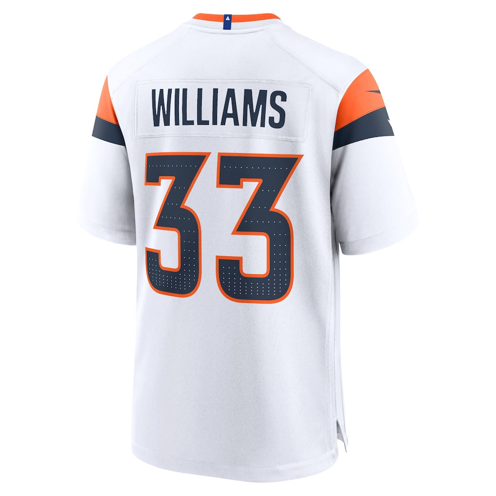 Fenge D.Broncos #33 Javonte Williams White Mile High Collection Game Jersey