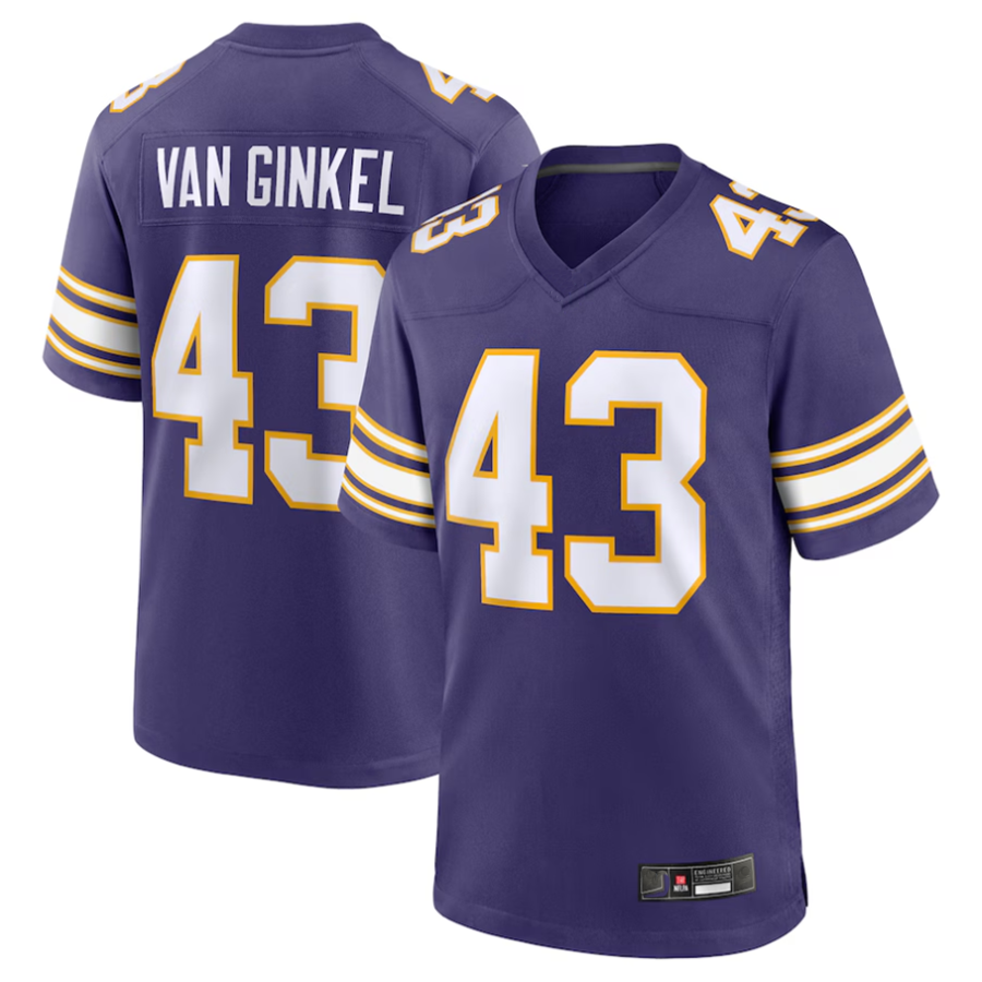 Fenge #43 Andrew Van Ginkel Player MN.Vikings Purple Game Stitched Jerseys