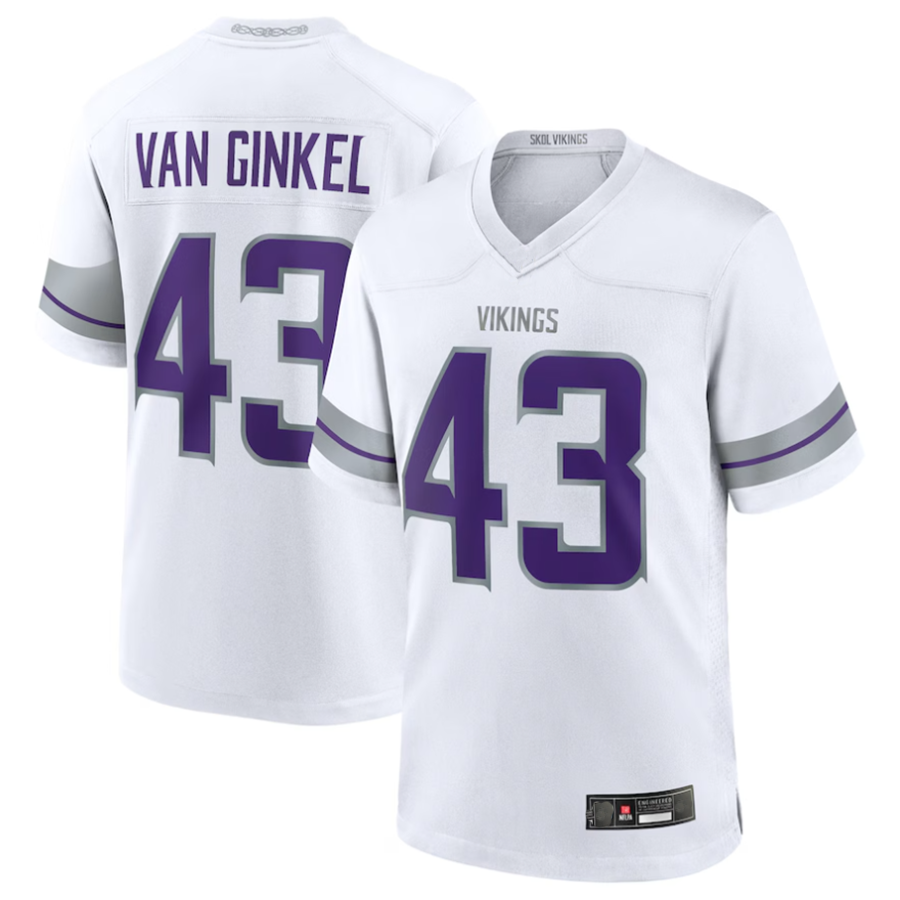 Fenge #43 Andrew Van Ginkel Player MN.Vikings White Alternate Game Stitched Jerseys