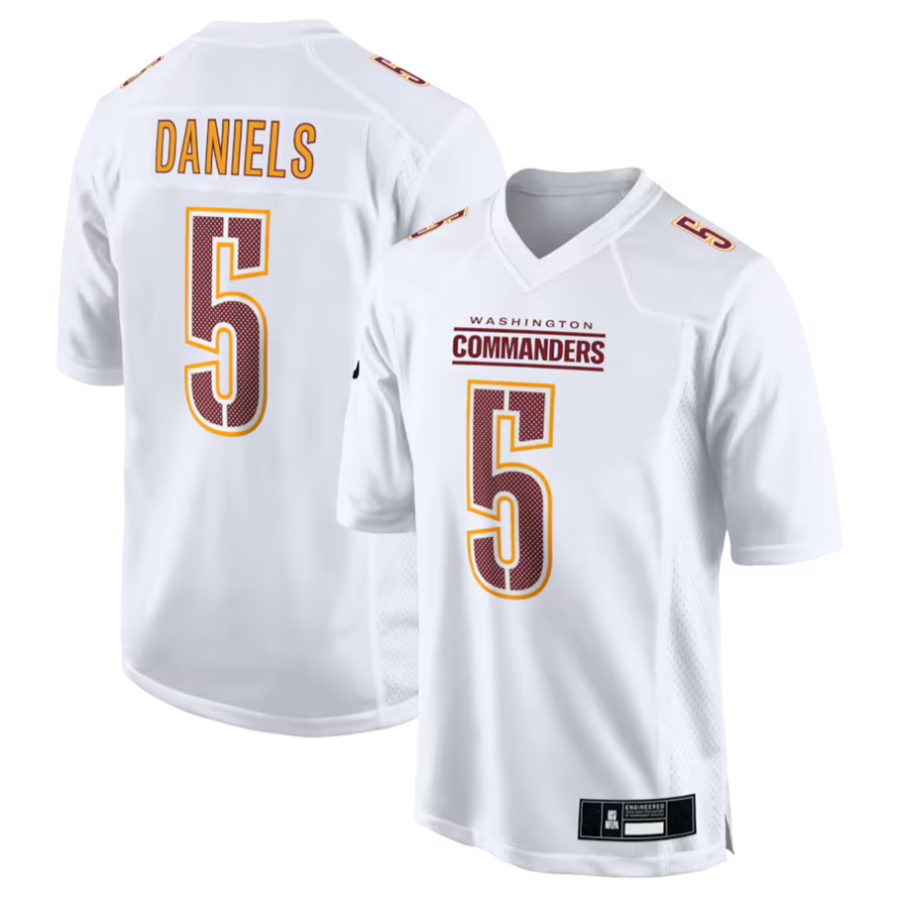 Fenge #5 Jayden Daniels Player W.Commanders Tundra White Fashion Stitched Jerseys