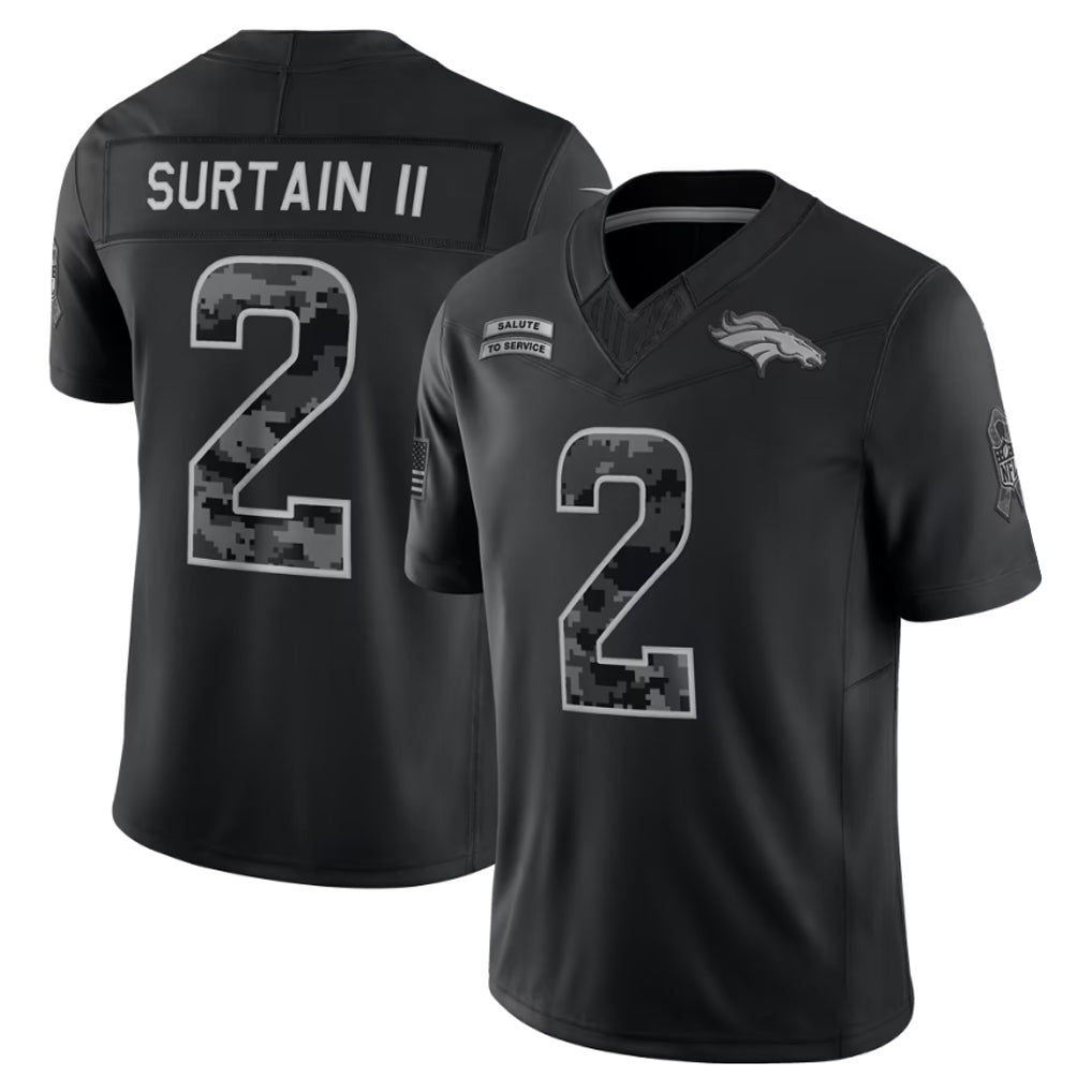 Fenge D.Broncos #2 Patrick Surtain II Player Black Limited 2026 Salute to Service Home Game Stitched Jerseys