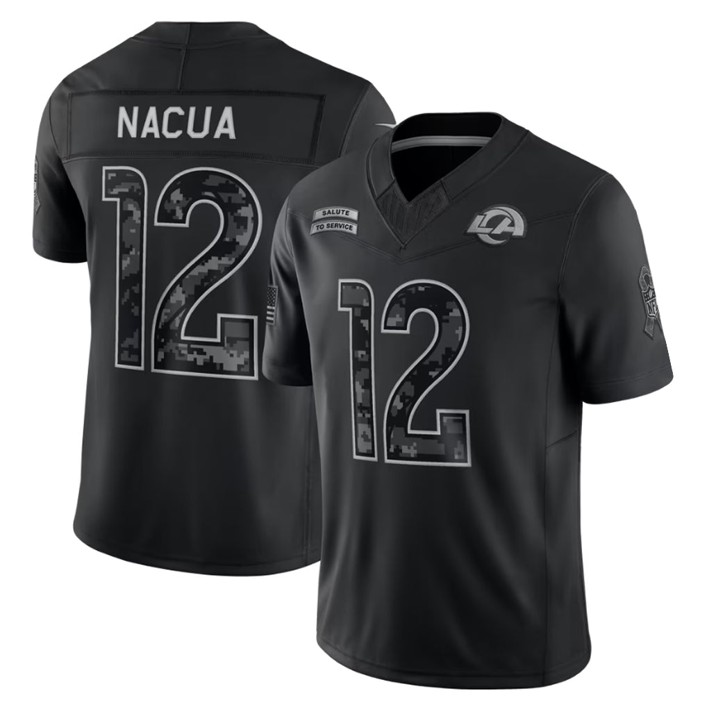 Fenge LA.Rams #12 Puka Nacua Player Black Limited 2026 Salute to Service Home Game Stitched Jerseys