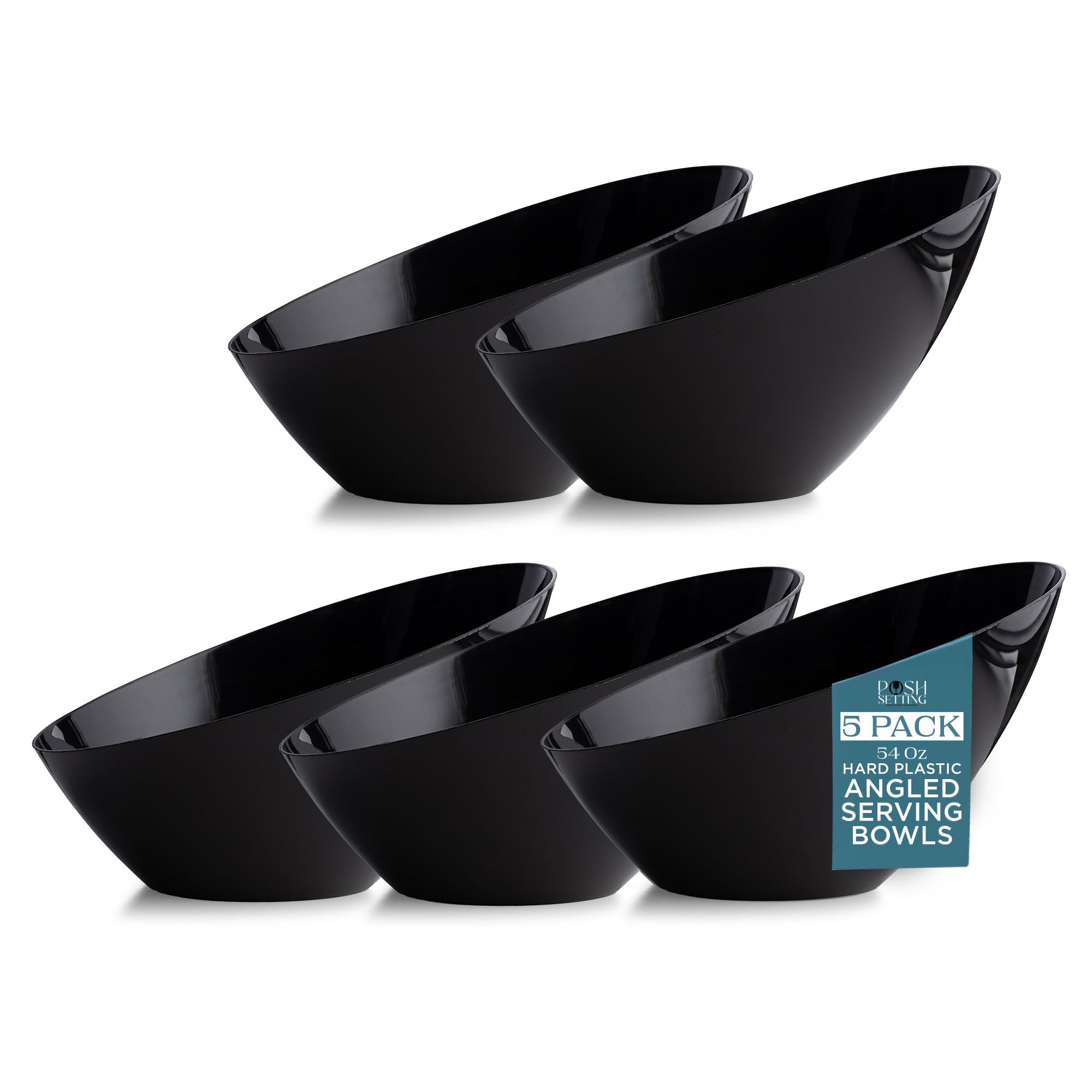 5 Pack Clear Angled Plastic Serving Bowls Disposable for Party Table 8oz | Angled Bowl Design. Chip, Candy, Salad & Fruit Use. Disposable Party Tableware. Buffet & Wedding Serving. Clear Plastic.