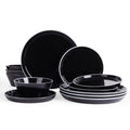 Famiware Saturn Dinnerware Sets, Ceramic Dishes for 4, Rimmed Plates, Bowls | Light Blue, 12-Piece Microwave and Dishwasher Safe Stoneware, Chip & Scratch Resistant, Modern Rustic Tableware, Everyday Use