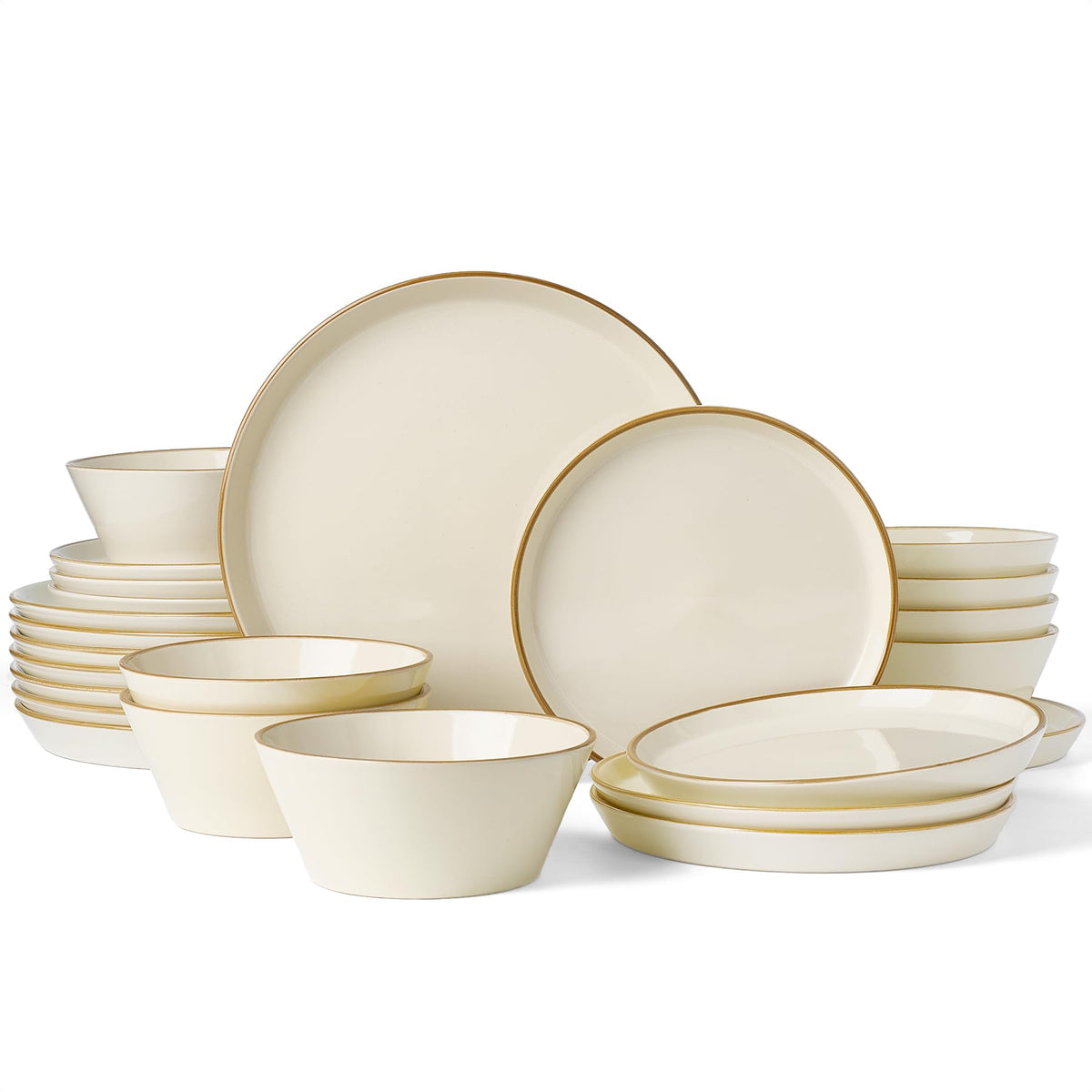 Famiware Saturn Dinnerware Sets, Ceramic Dishes for 4, Rimmed Plates, Bowls | Light Blue, 12-Piece Microwave and Dishwasher Safe Stoneware, Chip & Scratch Resistant, Modern Rustic Tableware, Everyday Use