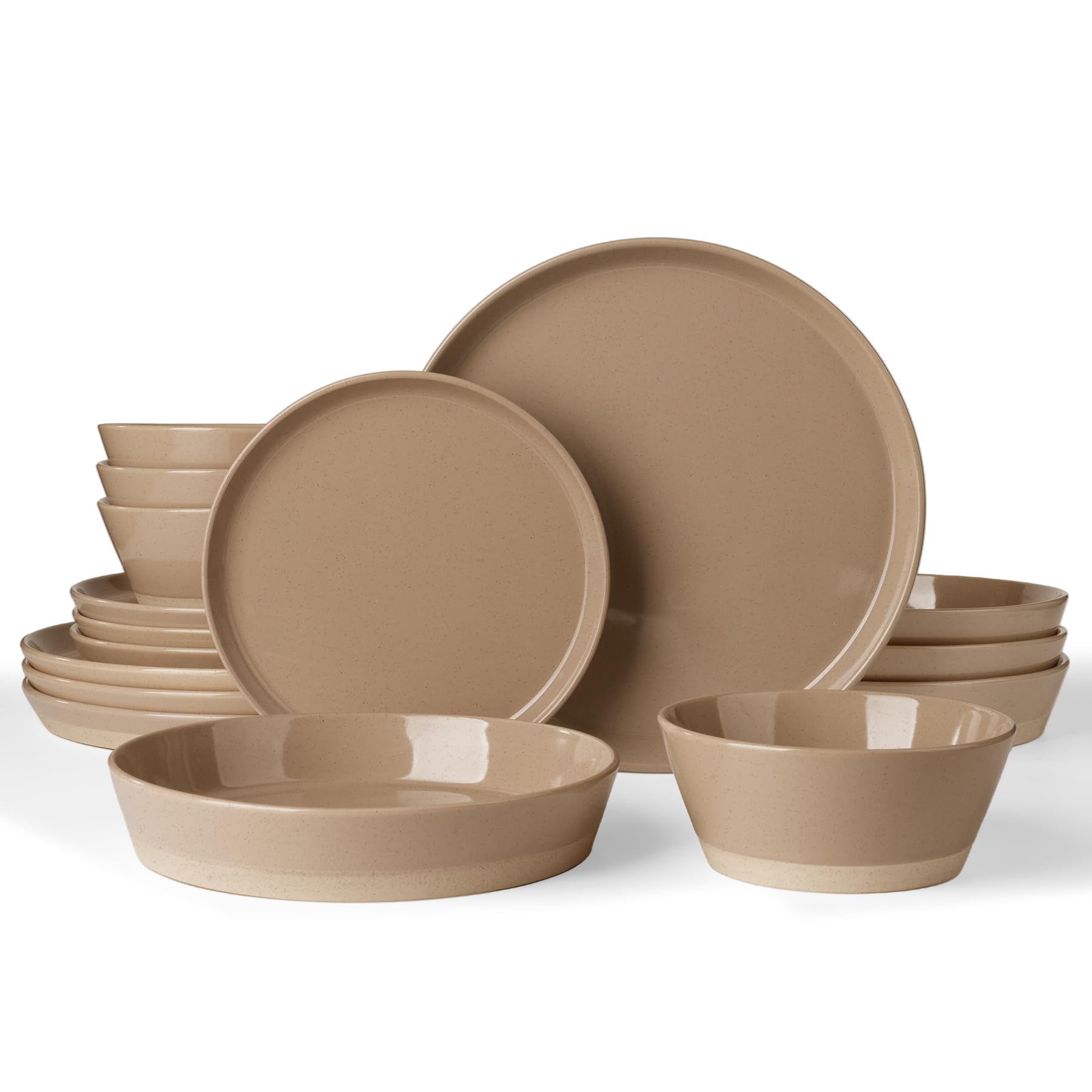 Famiware Saturn Dinnerware Sets, Ceramic Dishes for 4, Rimmed Plates, Bowls | Light Blue, 12-Piece Microwave and Dishwasher Safe Stoneware, Chip & Scratch Resistant, Modern Rustic Tableware, Everyday Use