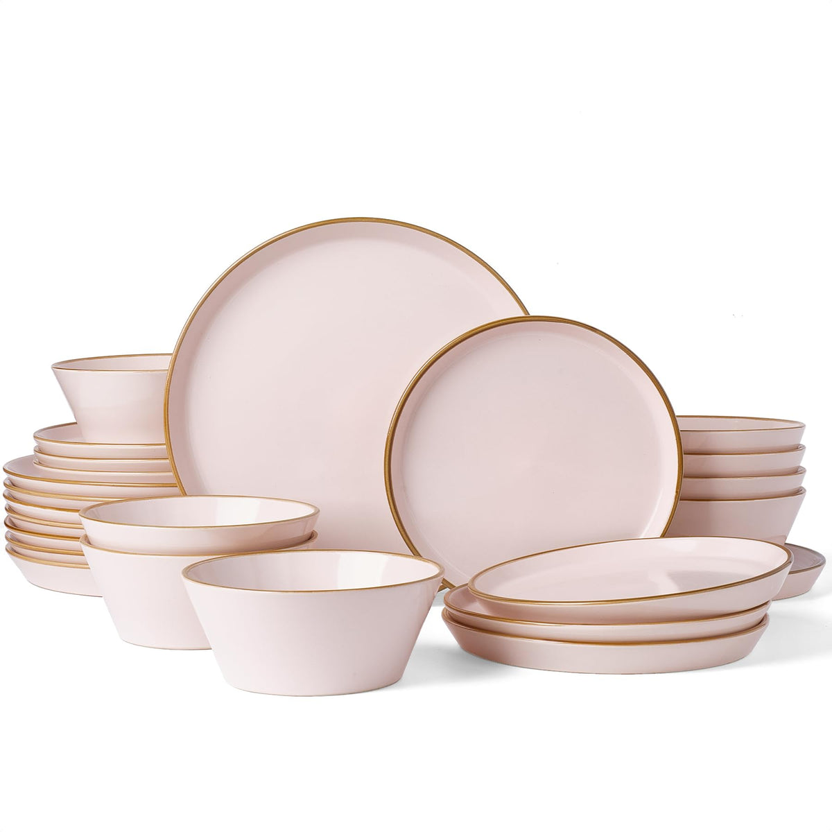 Famiware Saturn Dinnerware Sets, Ceramic Dishes for 4, Rimmed Plates, Bowls | Light Blue, 12-Piece Microwave and Dishwasher Safe Stoneware, Chip & Scratch Resistant, Modern Rustic Tableware, Everyday Use