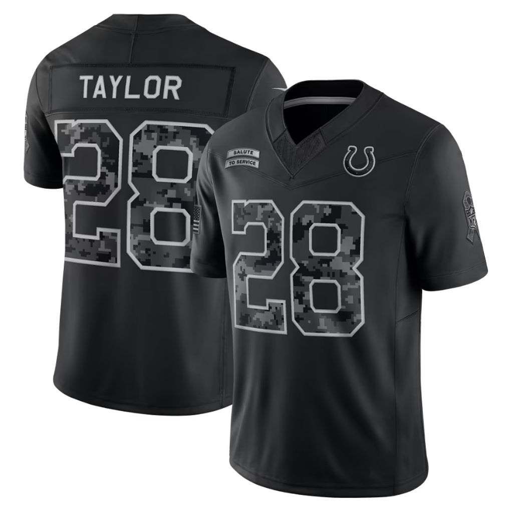 Fenge IN.Colts #28 Jonathan Taylor Player Black Limited 2026 Salute to Service Home Game Stitched Jerseys
