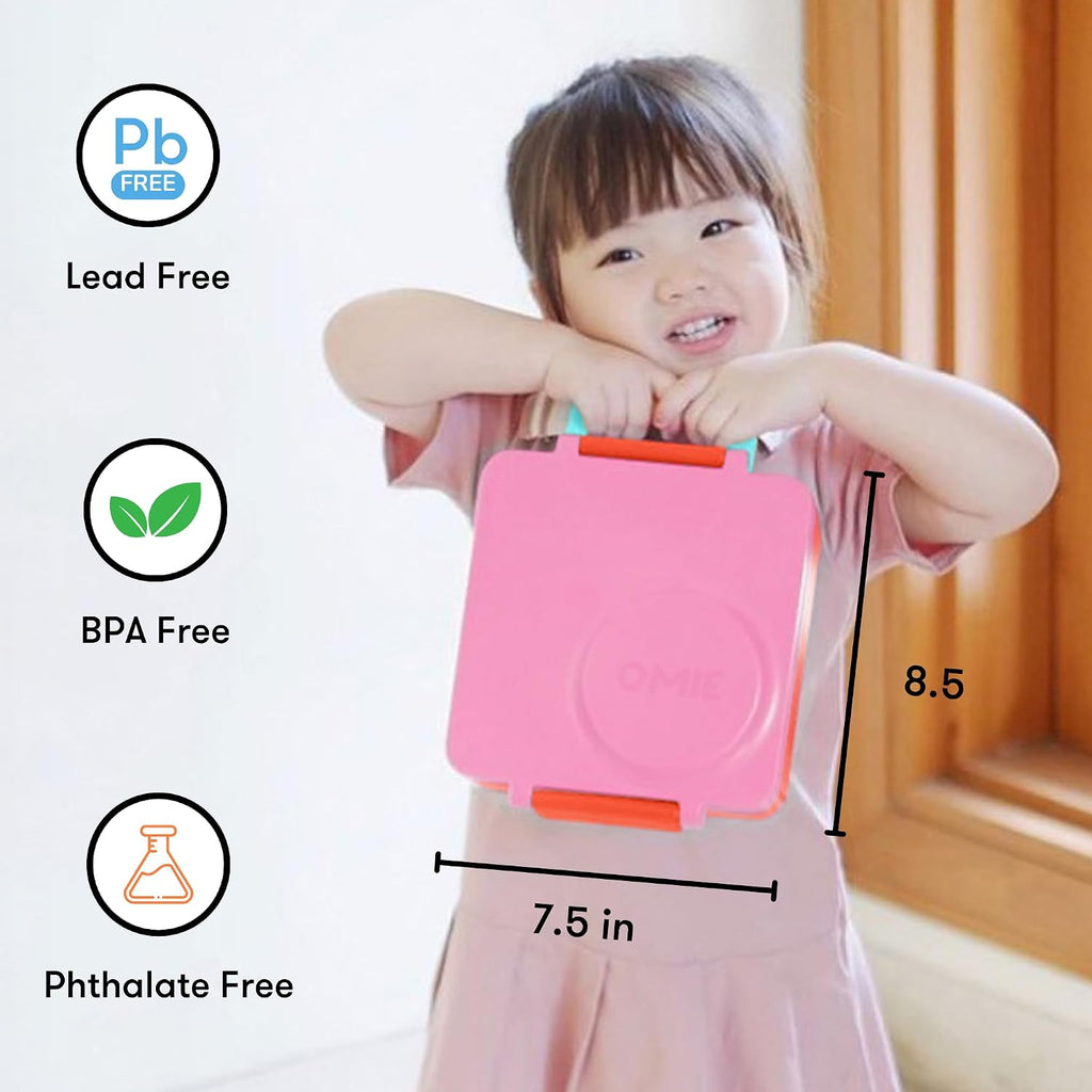 Omie OmieBox Kids Insulated Leakproof Bento Lunch Box with Food Jar (Pink Berry)