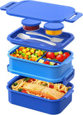 DaCool Bento Box Adults Lunch Container - 74 OZ Stackable Leakproof Bento Lunch Box for Adults Men Boys Teens Large Lunch Box Containers-Blue