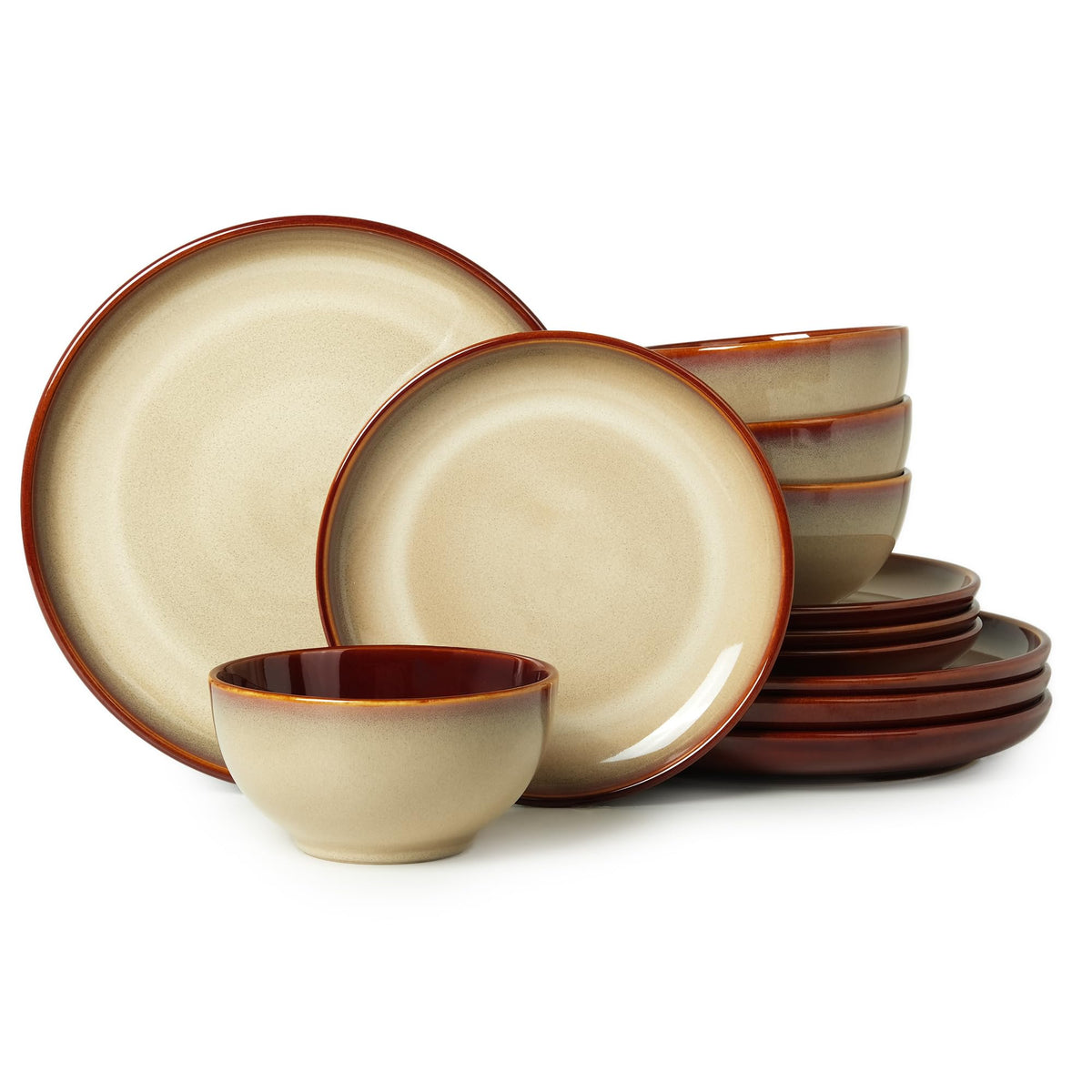 Pokini Stoneware Dinnerware Sets, Ceramic Plates and Bowls Set, Microwave & Dishwasher Safe Kitchen Dishes, Modern Dinner Salad Plates | Cereal Bowls, Dishware Sets Service for 4 Sage Green | Stoneware Dishware sets, Microwave & Dishwasher Safe, Cereal Bo