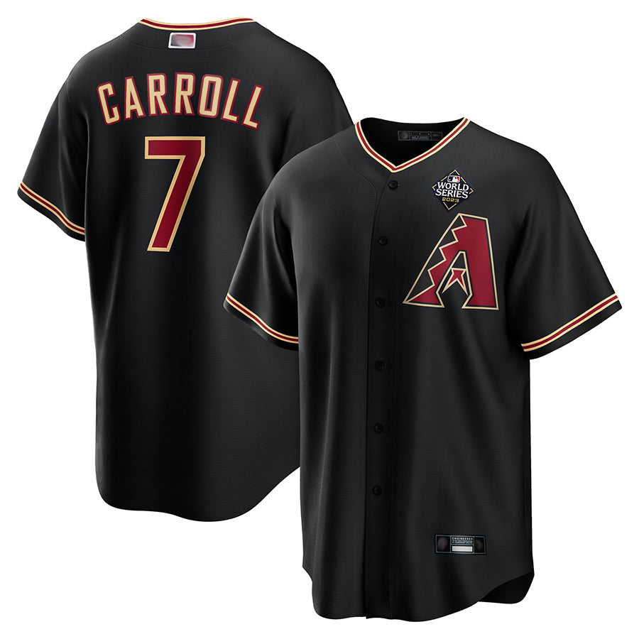 Fenge A.Diamondbacks #7 Corbin Carroll Player Black World Series Replica Personalized Stitched Jerseys