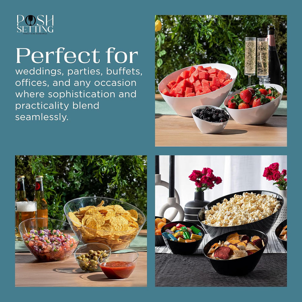5 Pack Clear Angled Plastic Serving Bowls Disposable for Party Table 8oz | Angled Bowl Design. Chip, Candy, Salad & Fruit Use. Disposable Party Tableware. Buffet & Wedding Serving. Clear Plastic.
