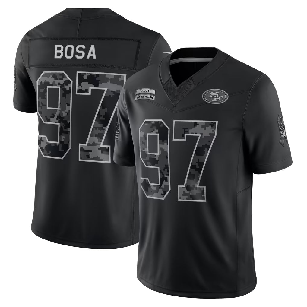 Fenge SF.49ers #97 Nick Bosa Player Black Limited 2026 Salute to Service Home Game Stitched Jerseys