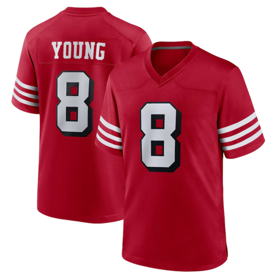 Fenge #8 Steve Young Player SF.49ers Scarlet Alternate Game Stitched Jerseys