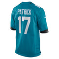 Fenge J.Jaguars #17 Tim Patrick Teal Team Game Jersey