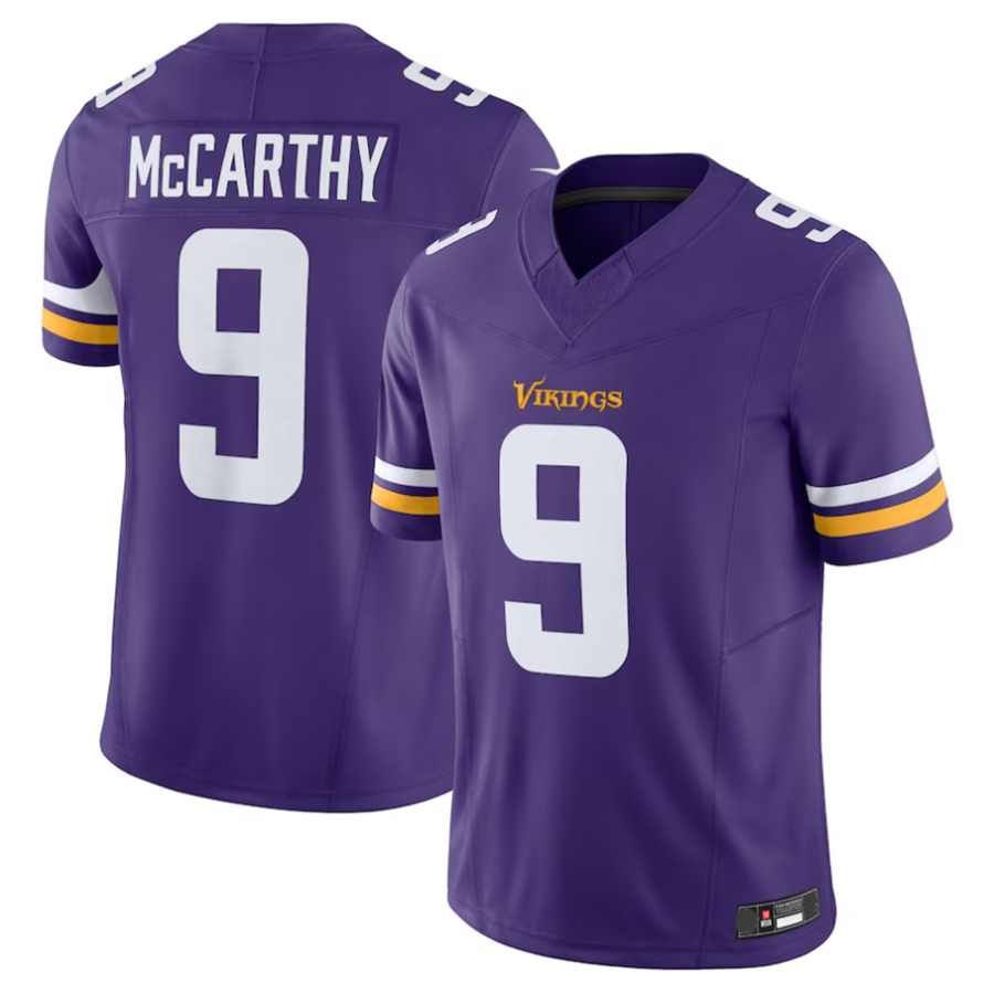 Fenge #9 J.J. McCarthy Player MN.Vikings Purple Vapor F.U.S.E. Limited Stitched Jerseys