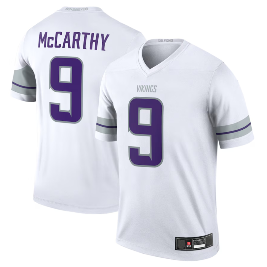 Fenge #9 J.J. McCarthy Player MN.Vikings White Alternate Legend Stitched Jerseys