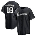 Fenge A.Braves #18 Mike Yastrzemski player Black&White Replica Stitched Jerseys