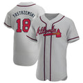 Fenge A.Braves #18 Mike Yastrzemski player Gray Authentic Road Stitched Jerseys