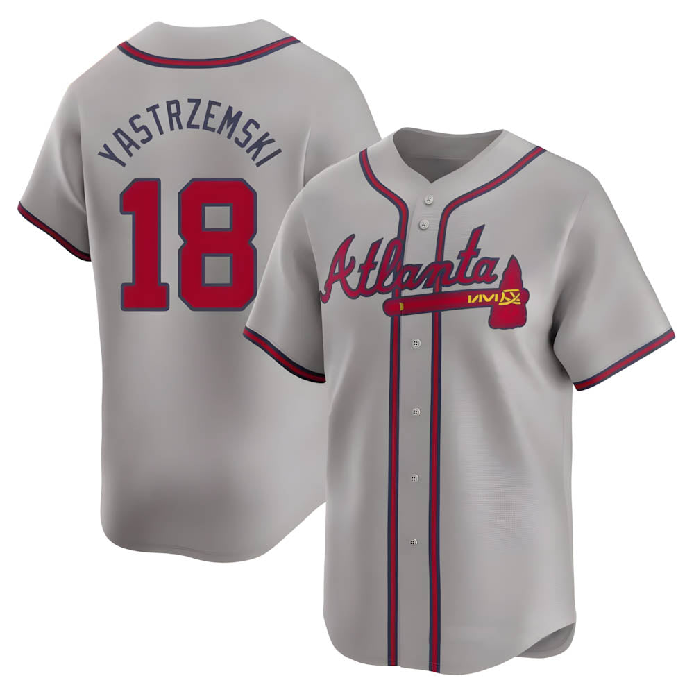 Fenge A.Braves #18 Mike Yastrzemski player Gray Limited Away Stitched Jerseys