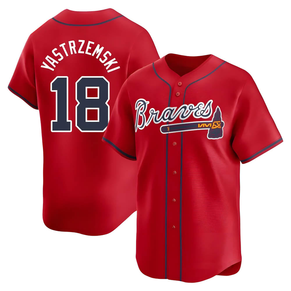 Fenge A.Braves #18 Mike Yastrzemski player Red Limited Alternate Stitched Jerseys