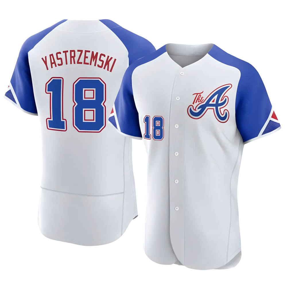 Fenge A.Braves #18 Mike Yastrzemski player White Authentic City Connect Stitched Jerseys