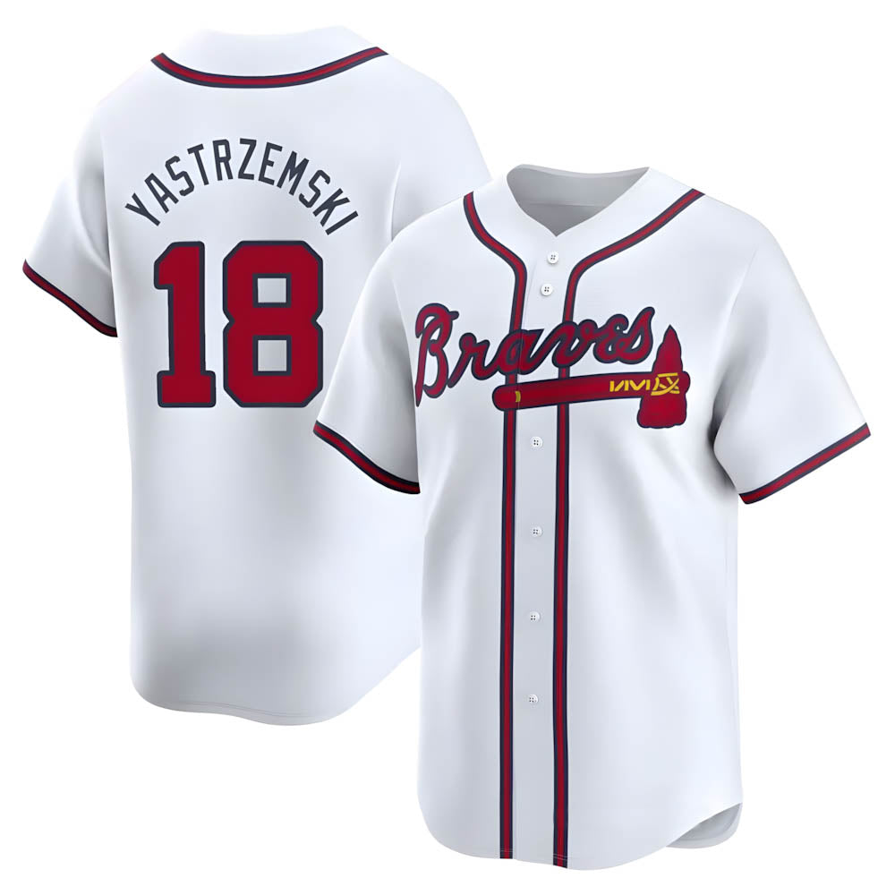 Fenge A.Braves #18 Mike Yastrzemski player White Limited Home Stitched Jerseys
