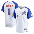 Fenge A.Braves #1 Ozzie Albies Player Blue City Connect Stitched Jerseys