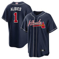Fenge A.Braves #1 Ozzie Albies Player Navy Alternate Stitched Jerseys