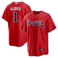 Fenge A.Braves #1 Ozzie Albies Player Red Alternate Stitched Jerseys