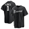 Fenge A.Braves #1 Ozzie Albies Player Black&White Replica Stitched Jerseys