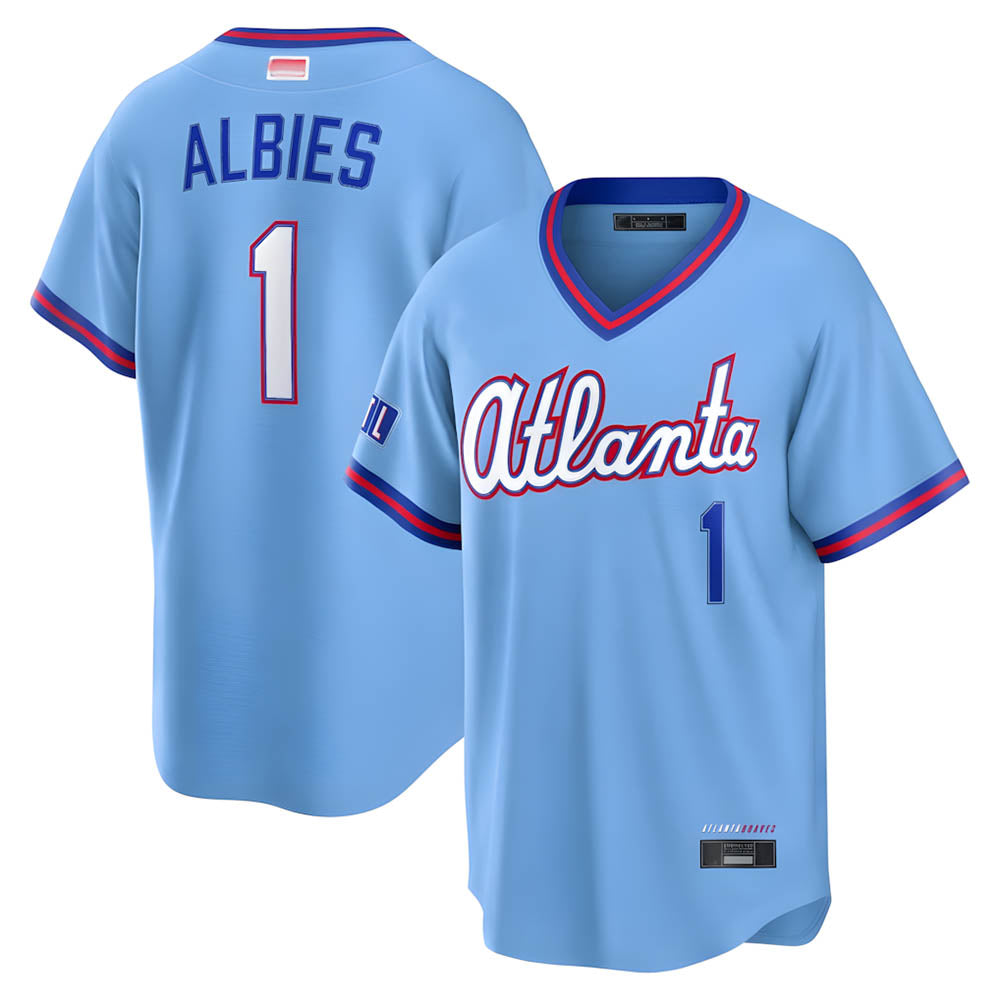 Fenge A.Braves #1 Ozzie Albies Player Powder Blue 2026 City Connect T shirt Stitched Jerseys