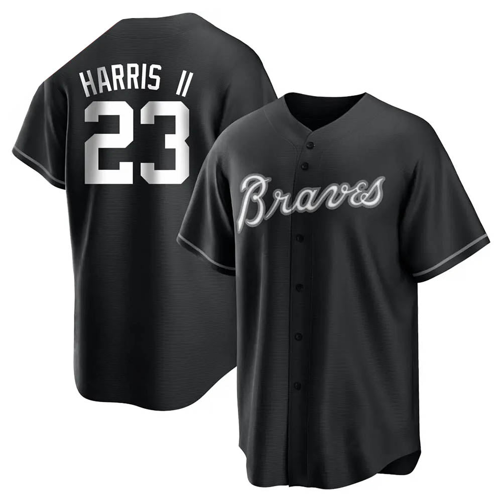 Fenge A.Braves #23 Michael Harris II player Black&White Replica Stitched Jerseys