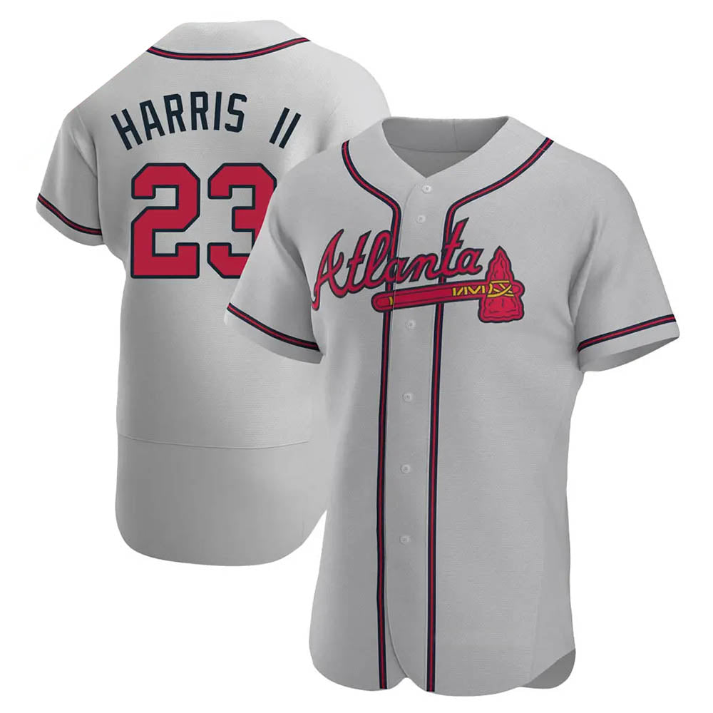 Fenge A.Braves #23 Michael Harris II player Gray Authentic Road Stitched Jerseys