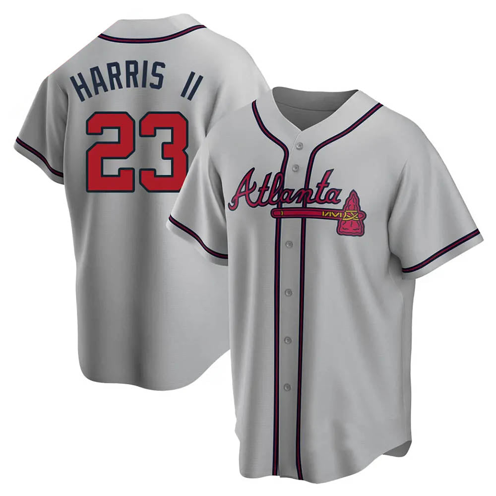 Fenge A.Braves #23 Michael Harris II player Gray Replica Road Stitched Jerseys