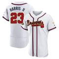 Fenge A.Braves #23 Michael Harris II player White&Gold Authentic Program Stitched Jerseys