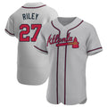 Fenge A.Braves #27 Austin Riley Player Gray Authentic Road Stitched Jerseys