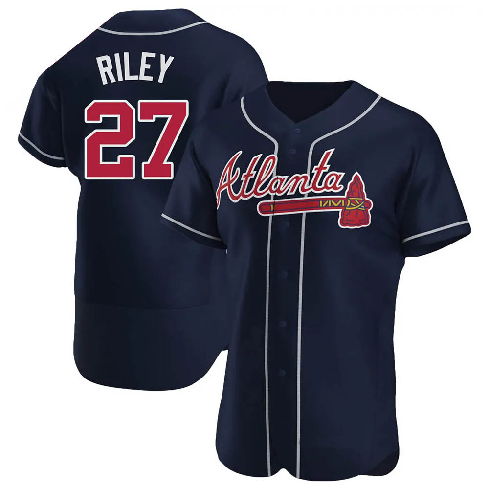 Fenge A.Braves #27 Austin Riley Player Navy Authentic Alternate Stitched Jerseys