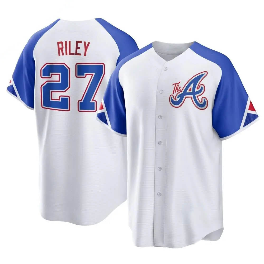 Fenge A.Braves #27 Austin Riley Player White Replica City Connect Stitched Jerseys
