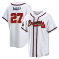 Fenge A.Braves #27 Austin Riley Player White&Gold Replica Program Stitched Jerseys