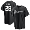Fenge A.Braves #28 Matt Olson Player Black&White Replica Stitched Jerseys